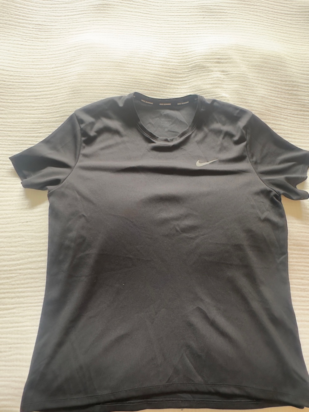 Nike Black Short Sleeve Dri-FIT Running Tee with Silver Swoosh
